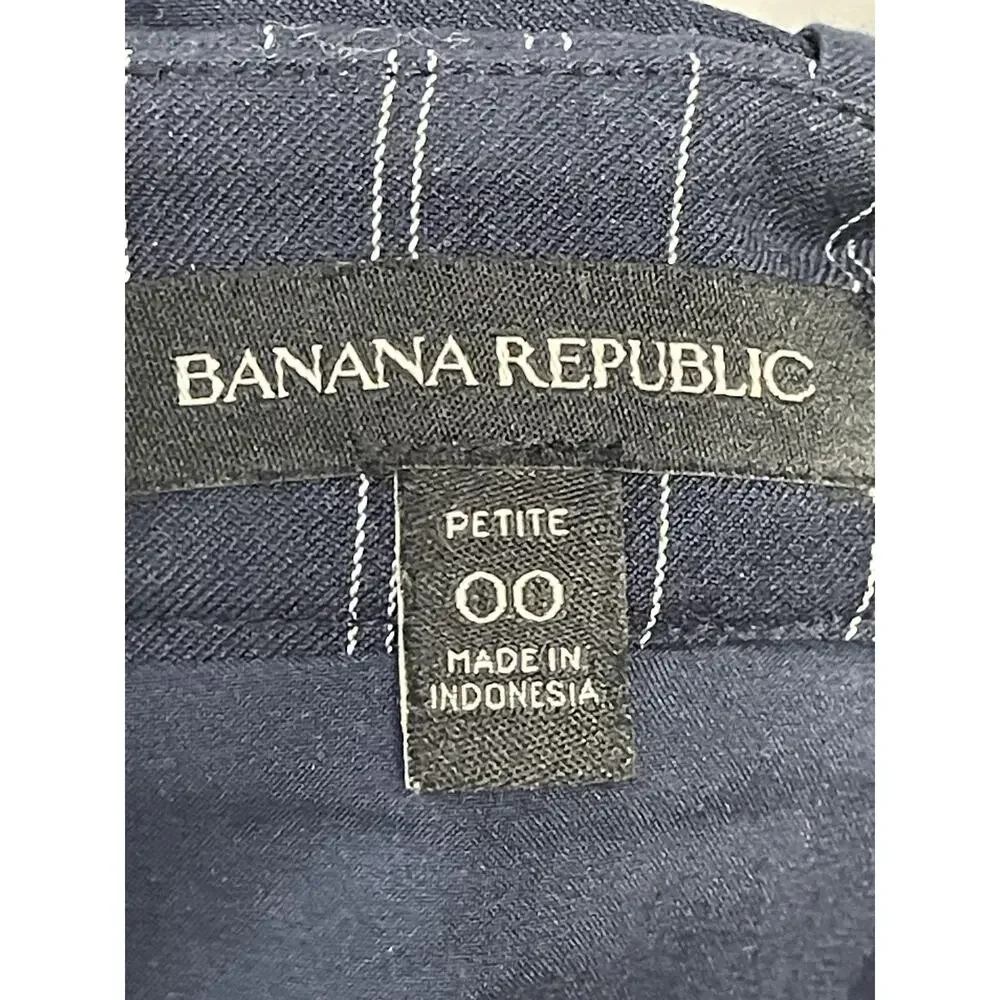 Banana Republic Skirt Womens 00 Petite Navy Blue Pinstripe Front‎ Tie Wrap Mini